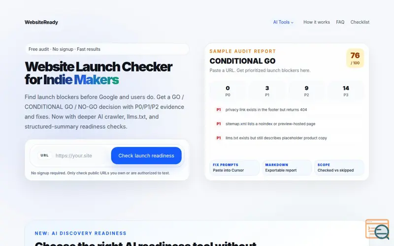 Screenshot of WebsiteReady