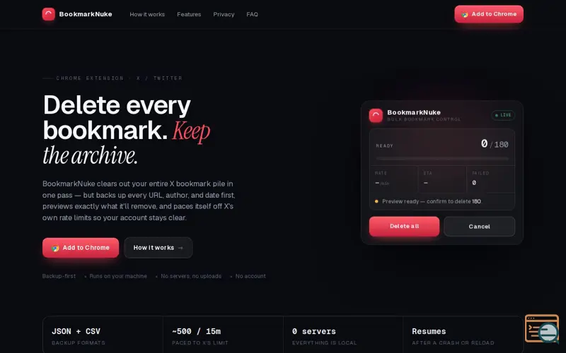 Screenshot of BookmarkNuke