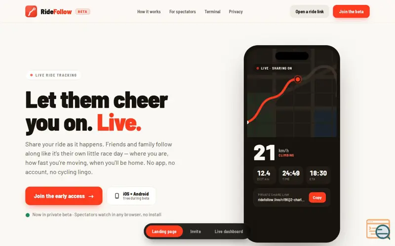 Screenshot of RideFollow