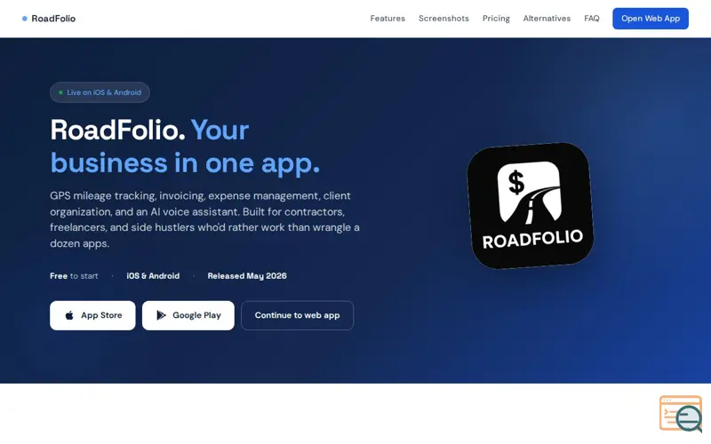 Screenshot of RoadFolio