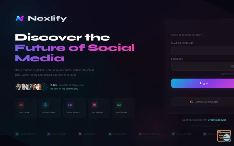 Screenshot of Nexlify — The Social Layer of the Future