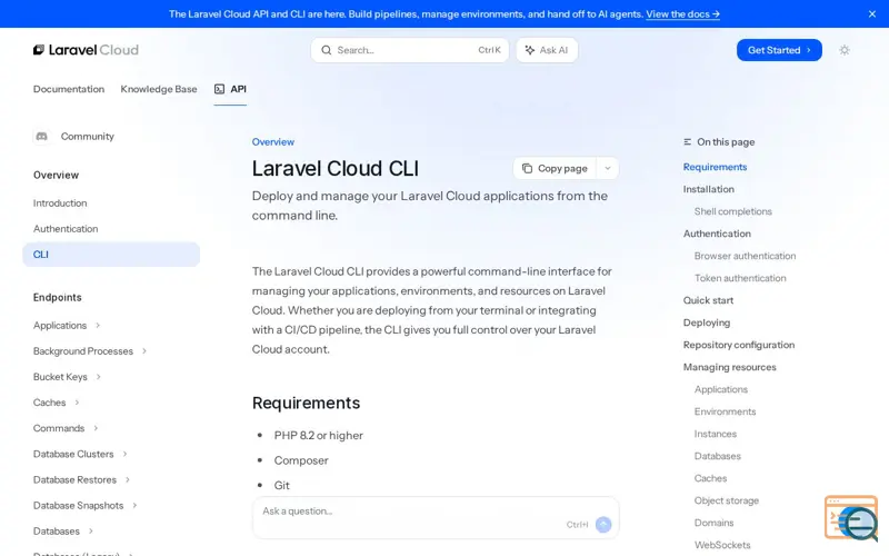 Screenshot of Laravel Cloud, a launch using Plain