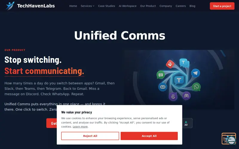Screenshot of Unified Comms