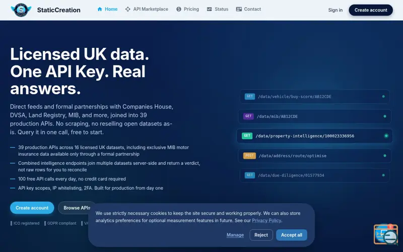 Screenshot of StaticCreation