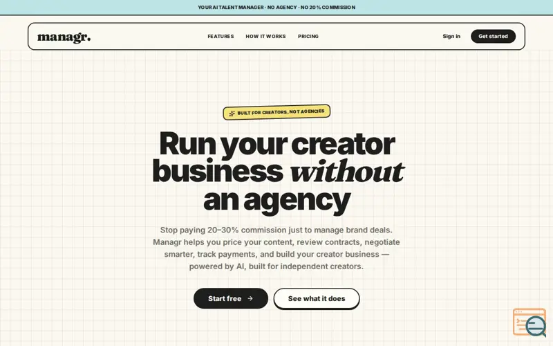 Screenshot of Managr