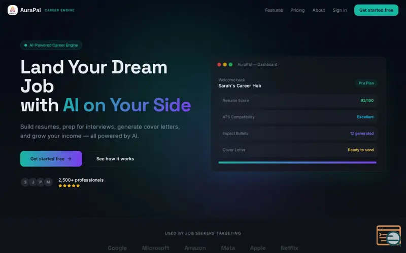 Screenshot of AuraPal