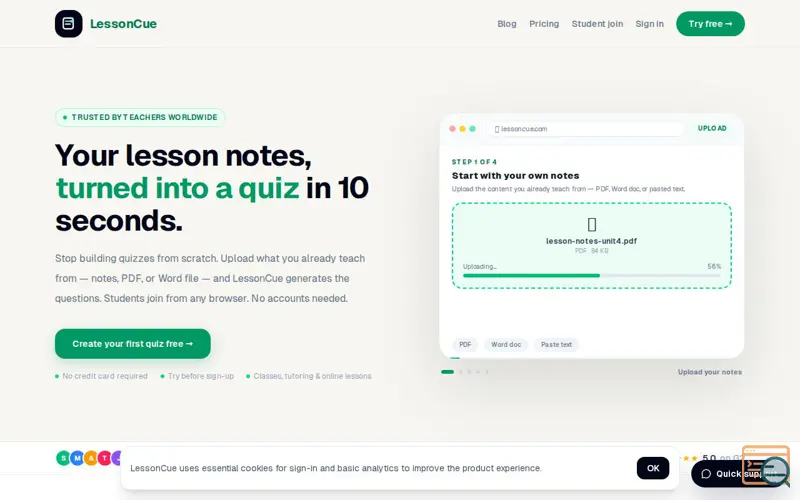 Screenshot of LessonCue