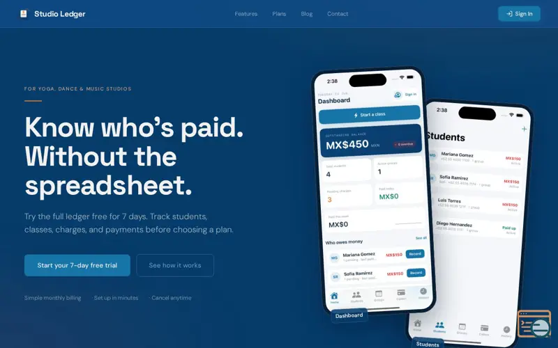 Screenshot of Studio Ledger — Know who's paid