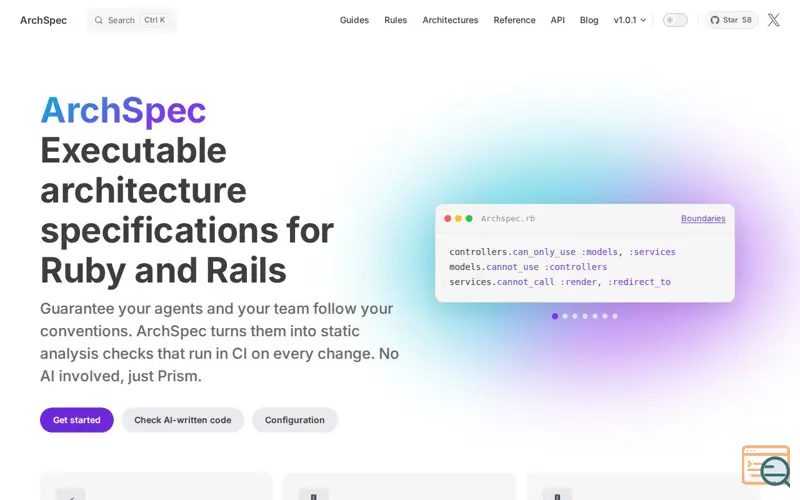 Screenshot of Architecture linter for Ruby and Rails | ArchSpec