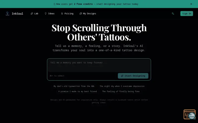 Screenshot of InkSoul