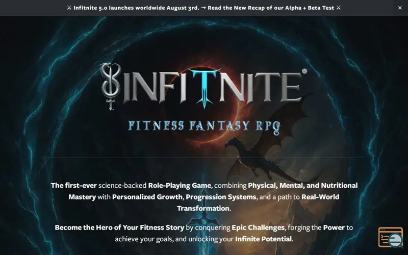 Screenshot of INFITNITE: Fitness Fantasy RPG, a launch using Embedly