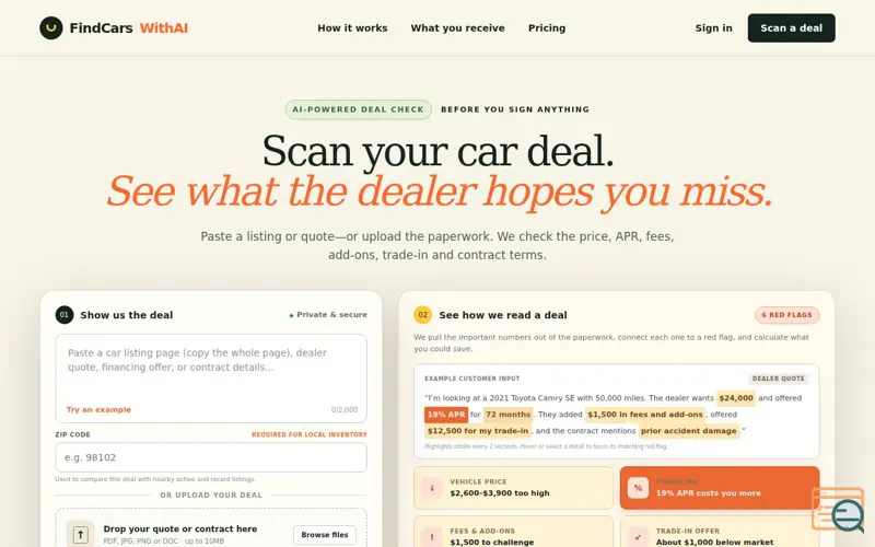Screenshot of Find Cars With AI