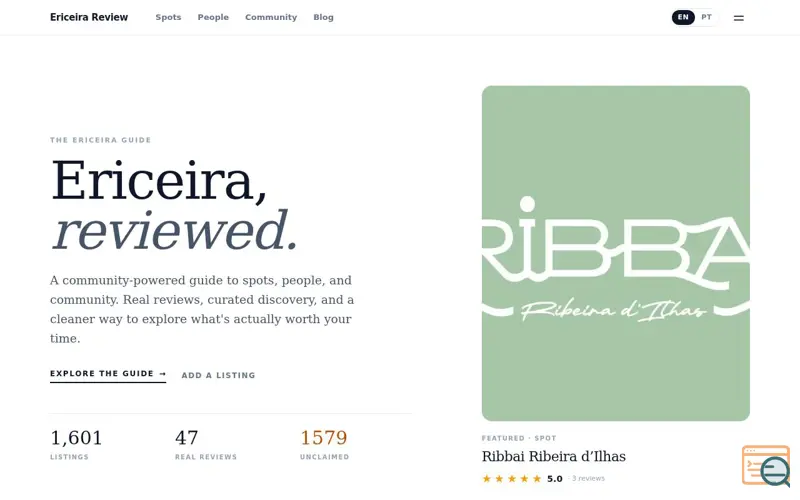 Screenshot of Ericeira Review