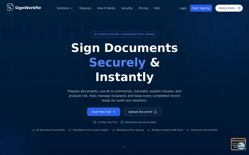 Screenshot of SignWorkflow