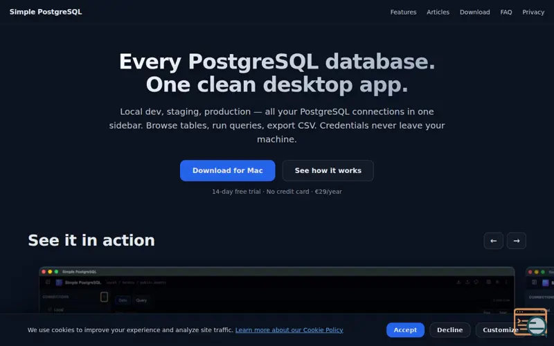 Screenshot of SimplePostgreSQL