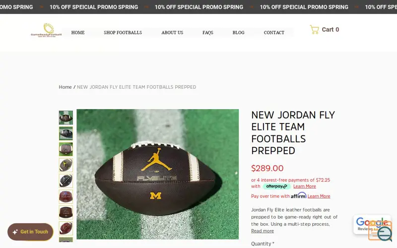 Screenshot of New Jordan Fly Elite Team Footballs , a launch using Fera