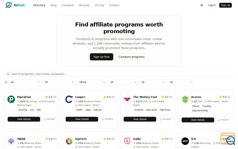 Screenshot of Affiliate Info Hub