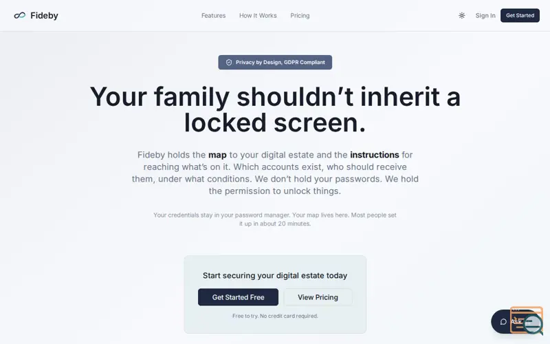 Screenshot of Fideby
