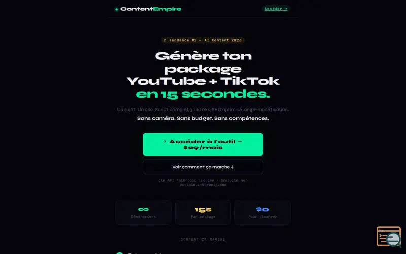 Screenshot of Content Empire
