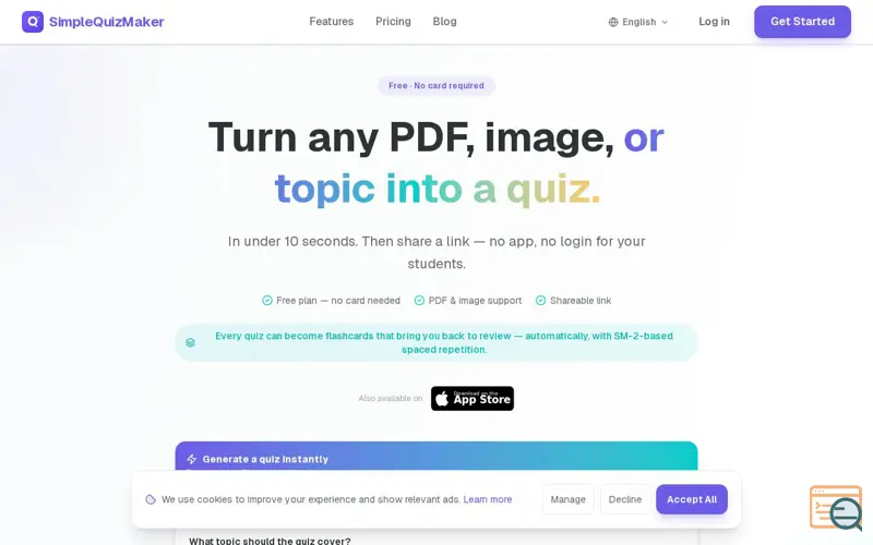 Screenshot of Simple Quiz Maker