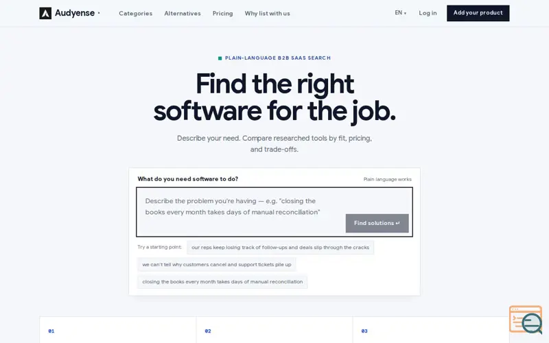 Screenshot of Audyense — Find the B2B software that fits your team