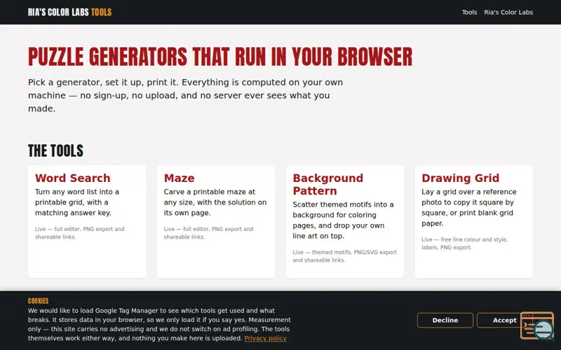 Screenshot of Ria's Color Labs Tools