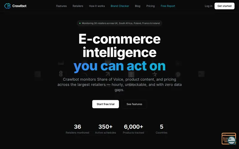 Screenshot of Crawlbot.pl, a launch using Trovo