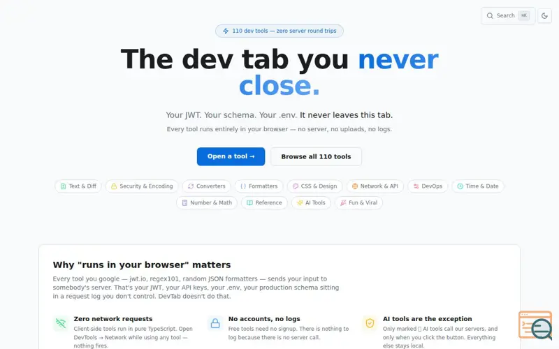 Screenshot of DevTab