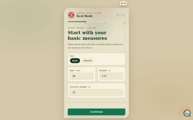 Screenshot of Kcal Bank