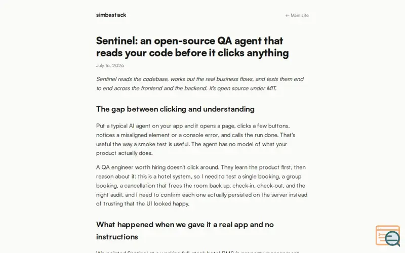 Screenshot of Sentinel