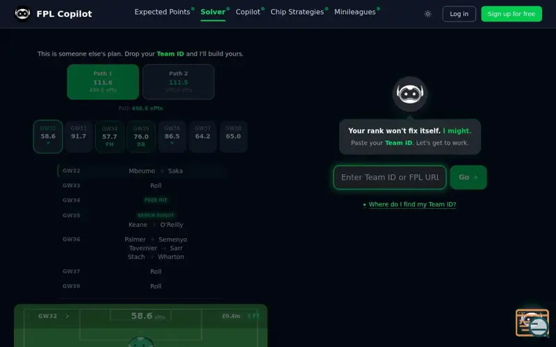 Screenshot of FPL Copilot, a launch using DigitalOcean Load Balancer