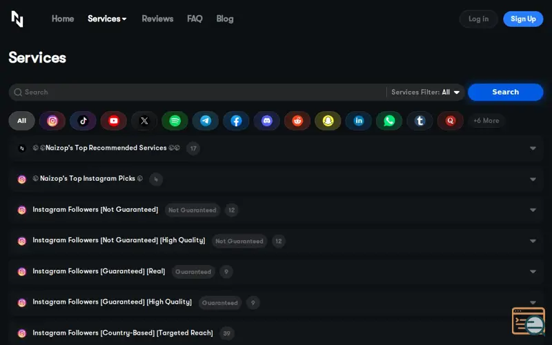 Screenshot of Services & Pricing, a launch using jQuery UI