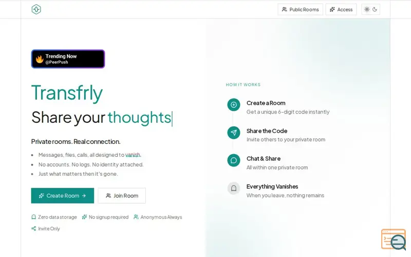 Screenshot of Transfrly, a launch using tweakcn