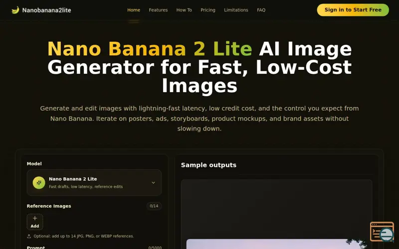 Screenshot of Nano Banana 2 Lite Tools