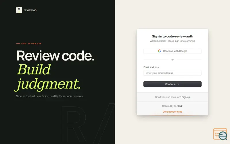 Screenshot of Review Lab — Code Review Practice
