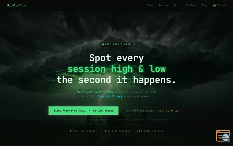 Screenshot of HighlowTicker