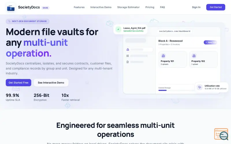 Screenshot of SocietyDocs, a launch using Vite
