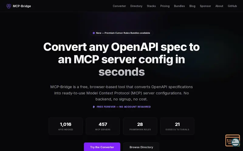 Screenshot of MCP-Bridge, a launch using Carbon Ads