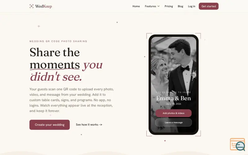 Screenshot of WedKeep