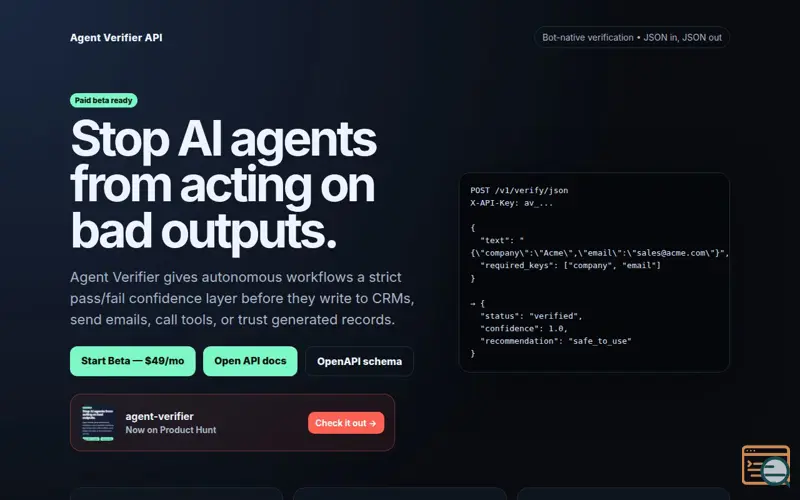 Screenshot of agent-verifier