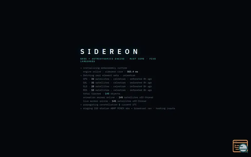 Screenshot of Sidereon, a launch using DNSimple