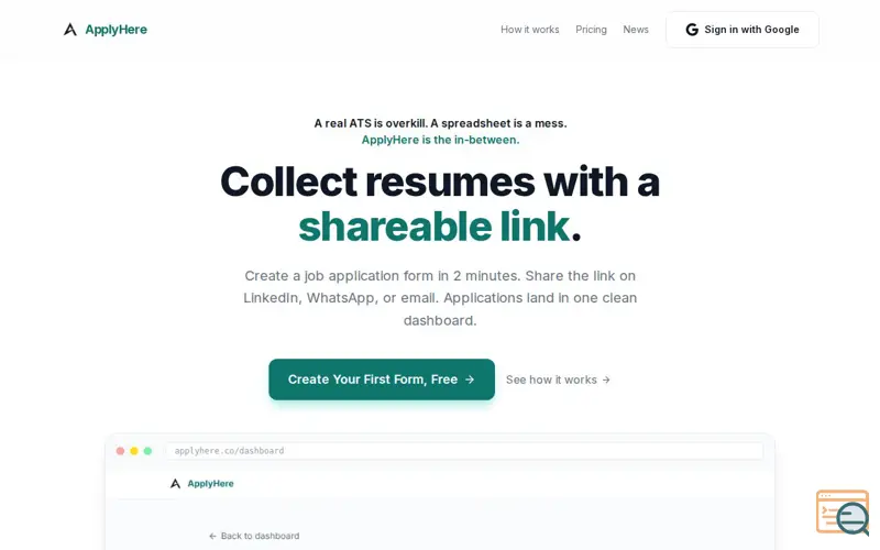 Screenshot of ApplyHere