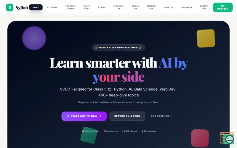 Screenshot of Syllab.in, a launch using Pixabay