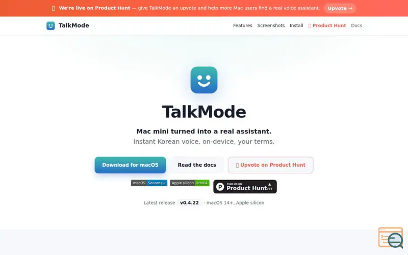 Screenshot of TalkMode — a real assistant on your Mac