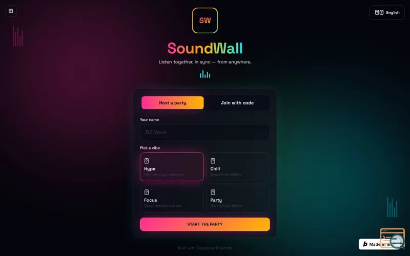Screenshot of SoundWall