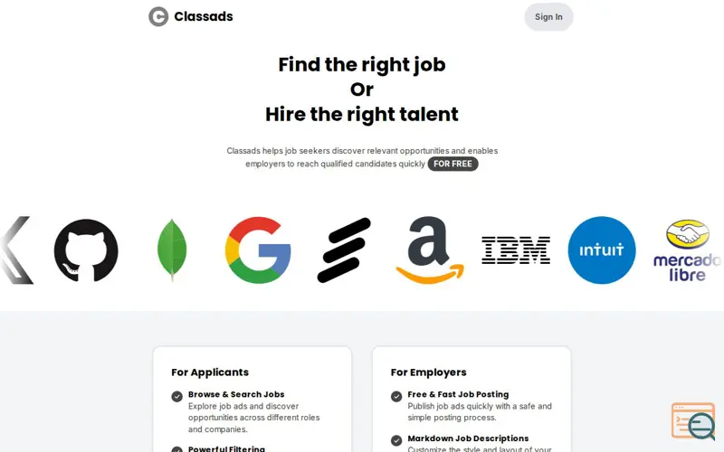 Screenshot of Classads launch
