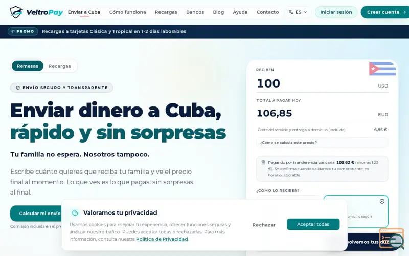 Screenshot of VeltroPay