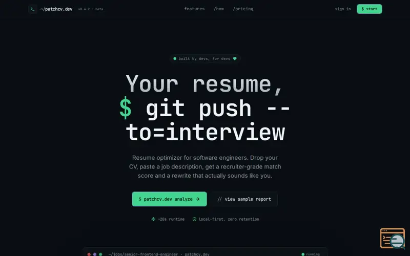 Screenshot of patchcv.dev