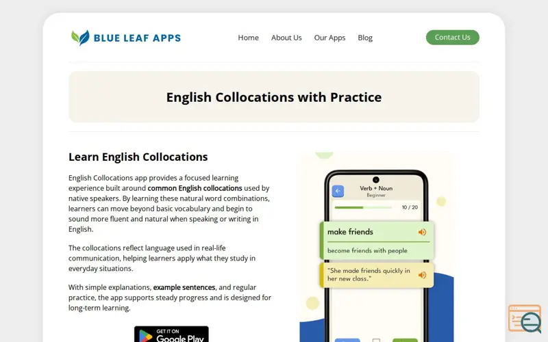 Screenshot of English Collocations