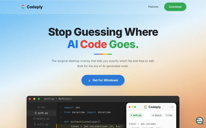 Screenshot of Codeply AI